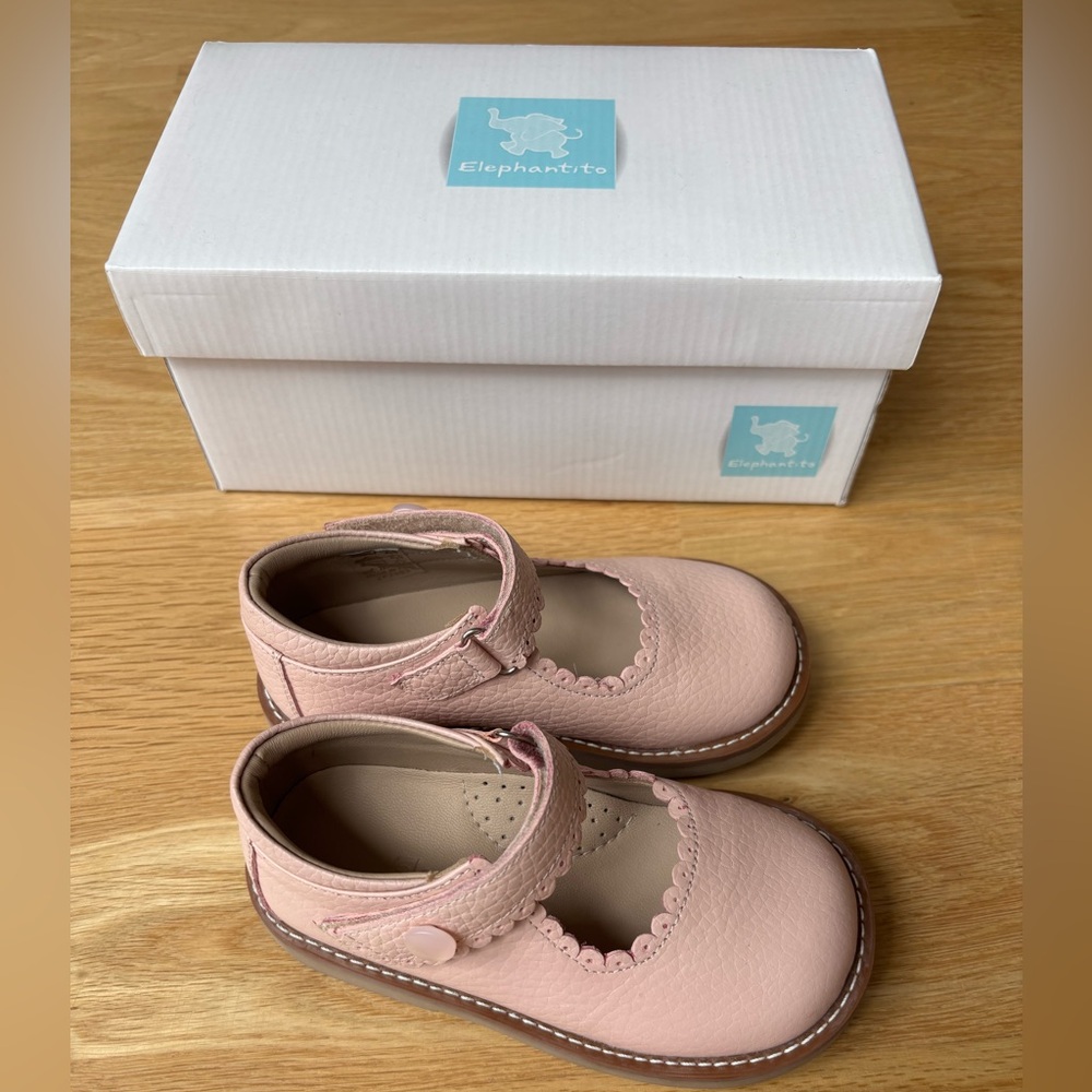 Elephantito Pink leather kids Maryjane shoes size 7T